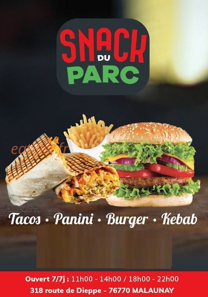 Snack du Parc — carte page 1