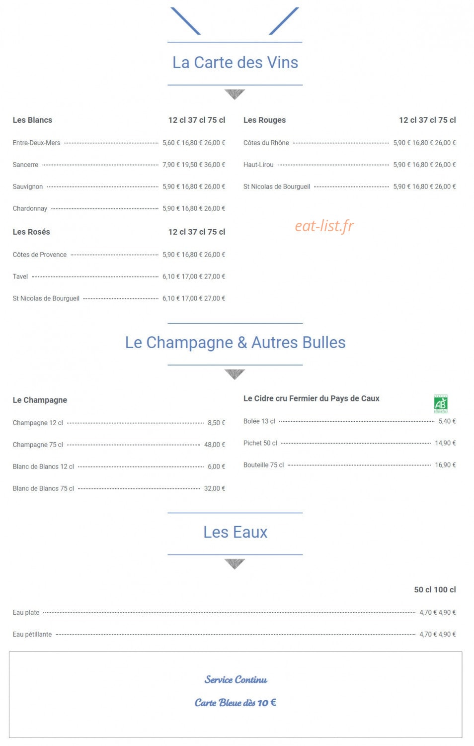 Auberge express — carte page 7