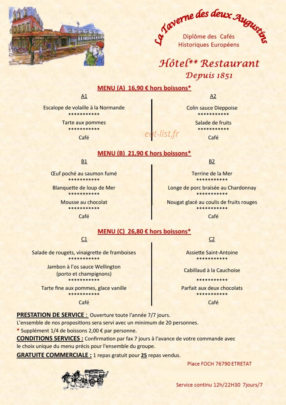 La Taverne Des Deux Augustins — carte page 1