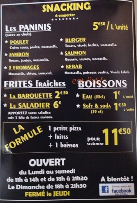 Pizza du tilleul — carte page 1