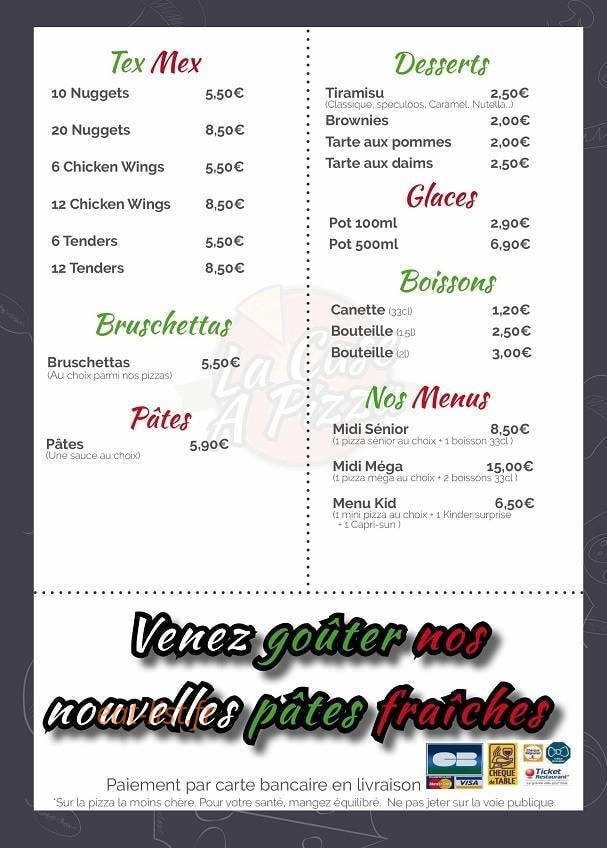 La Case à Pizza — carte page 4