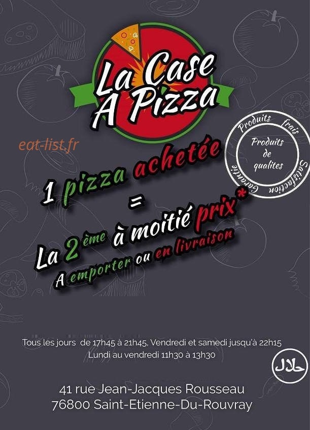 La Case à Pizza — carte page 1