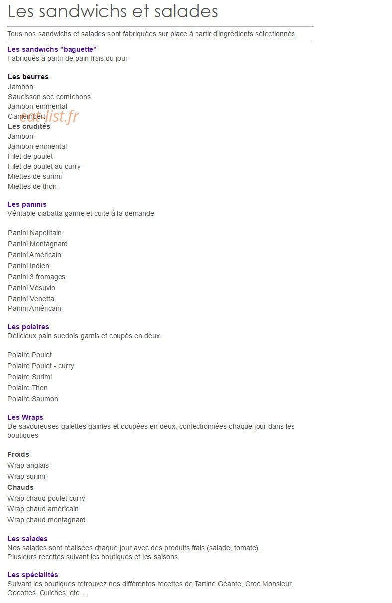La grignoterie — carte page 1