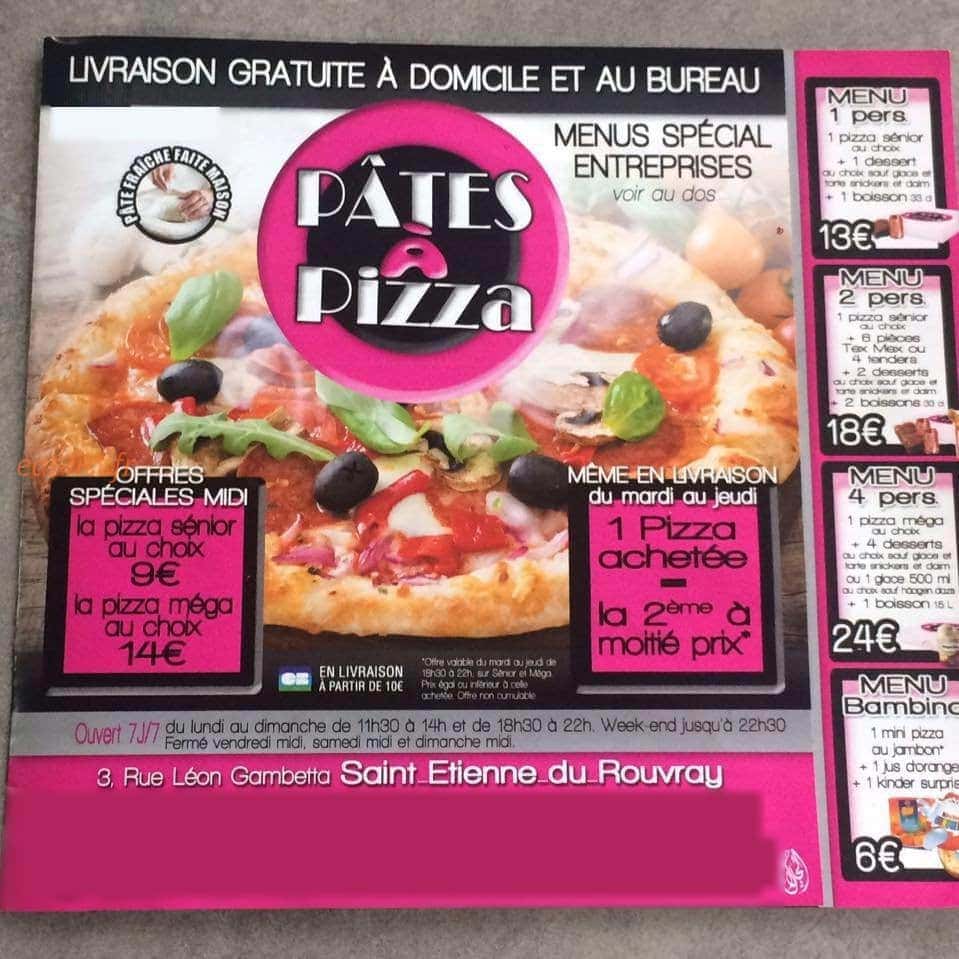 Pates A Pizza — carte page 1