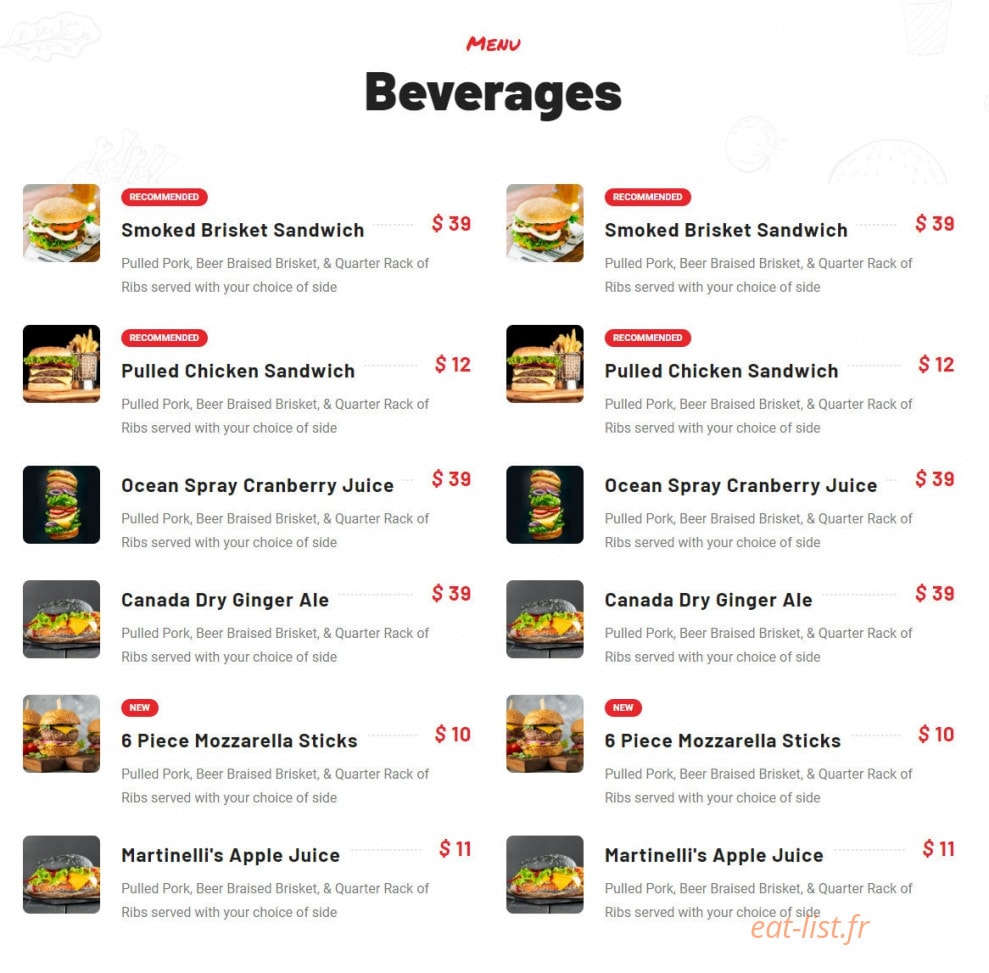 Pizza Béné — carte page 2