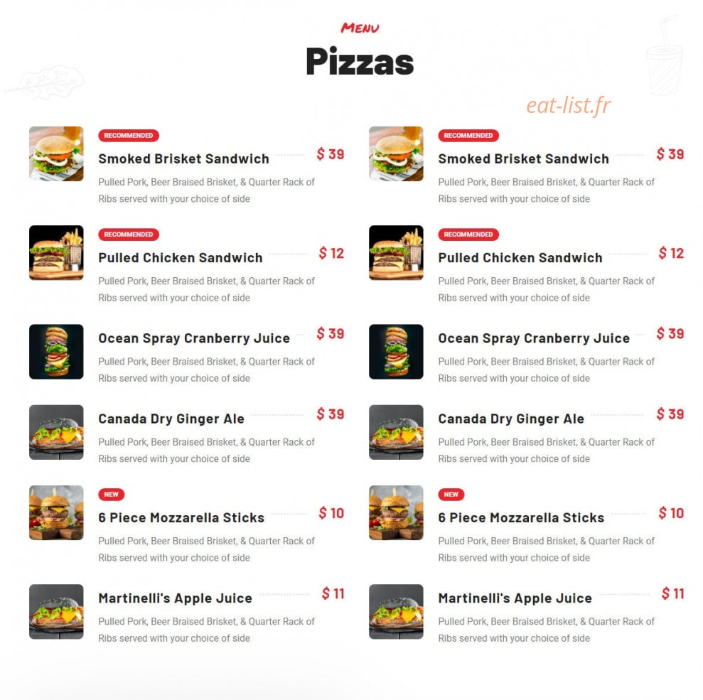 Pizza Béné — carte page 3