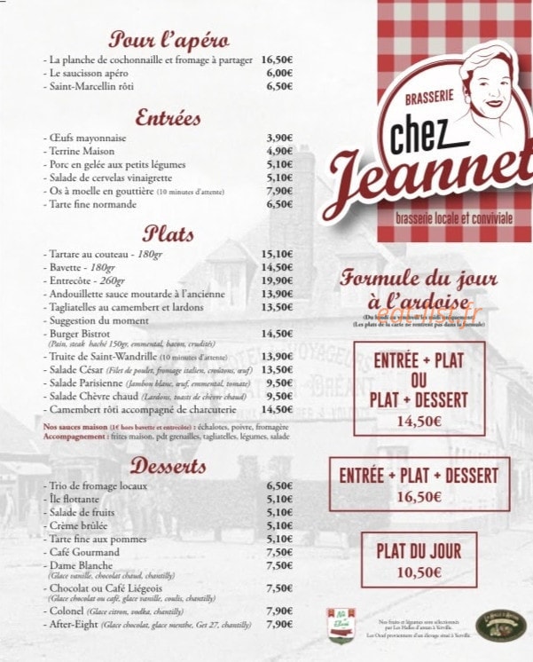 Chez Jeannette — carte page 1