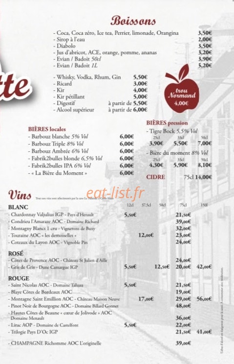 Chez Jeannette — carte page 2