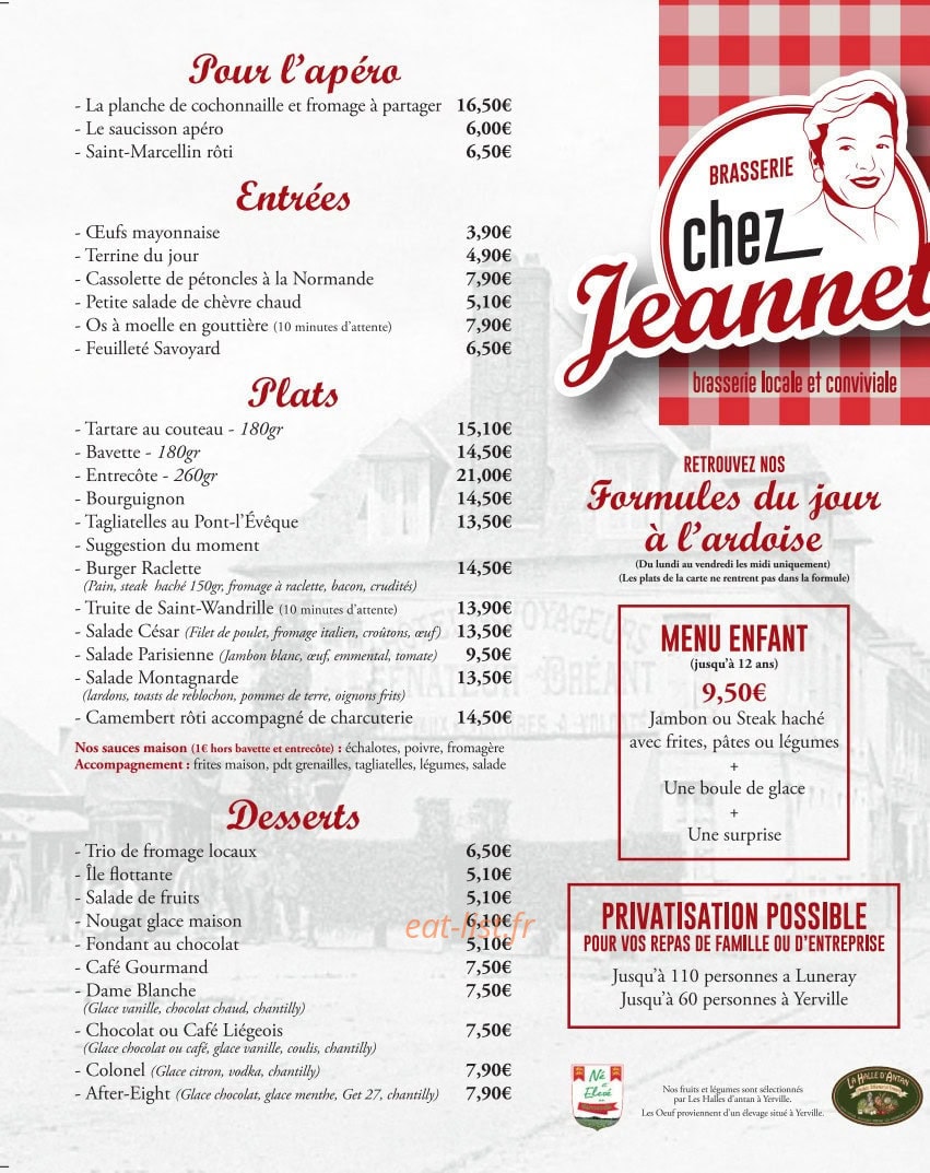 Chez Jeannette — carte page 1