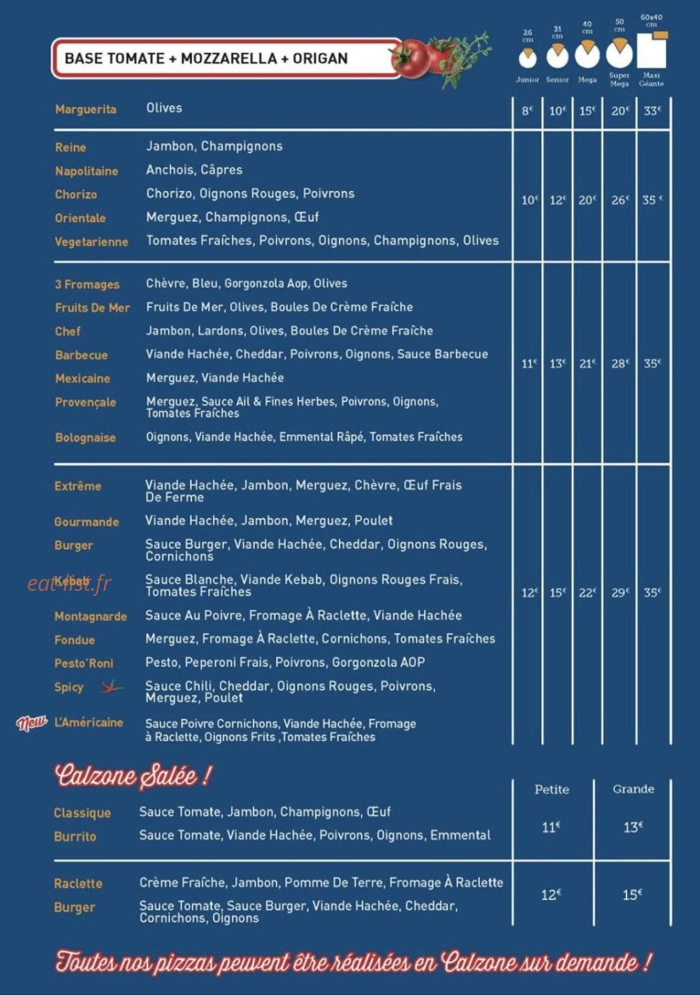 Pizza Village — carte page 1