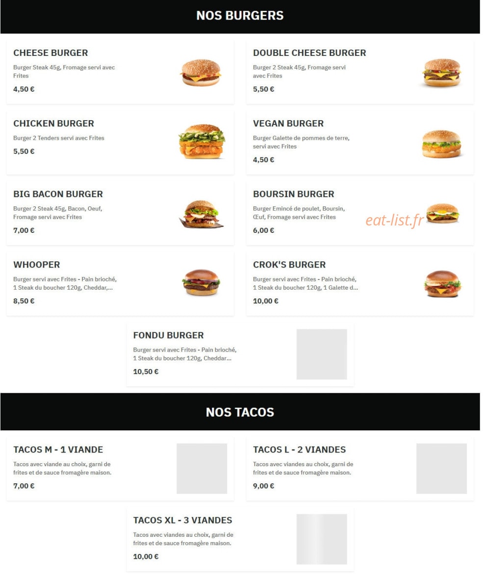 Crok'Minute — carte page 1