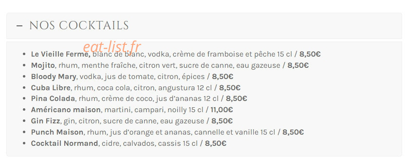 La Vieille Ferme — carte page 19