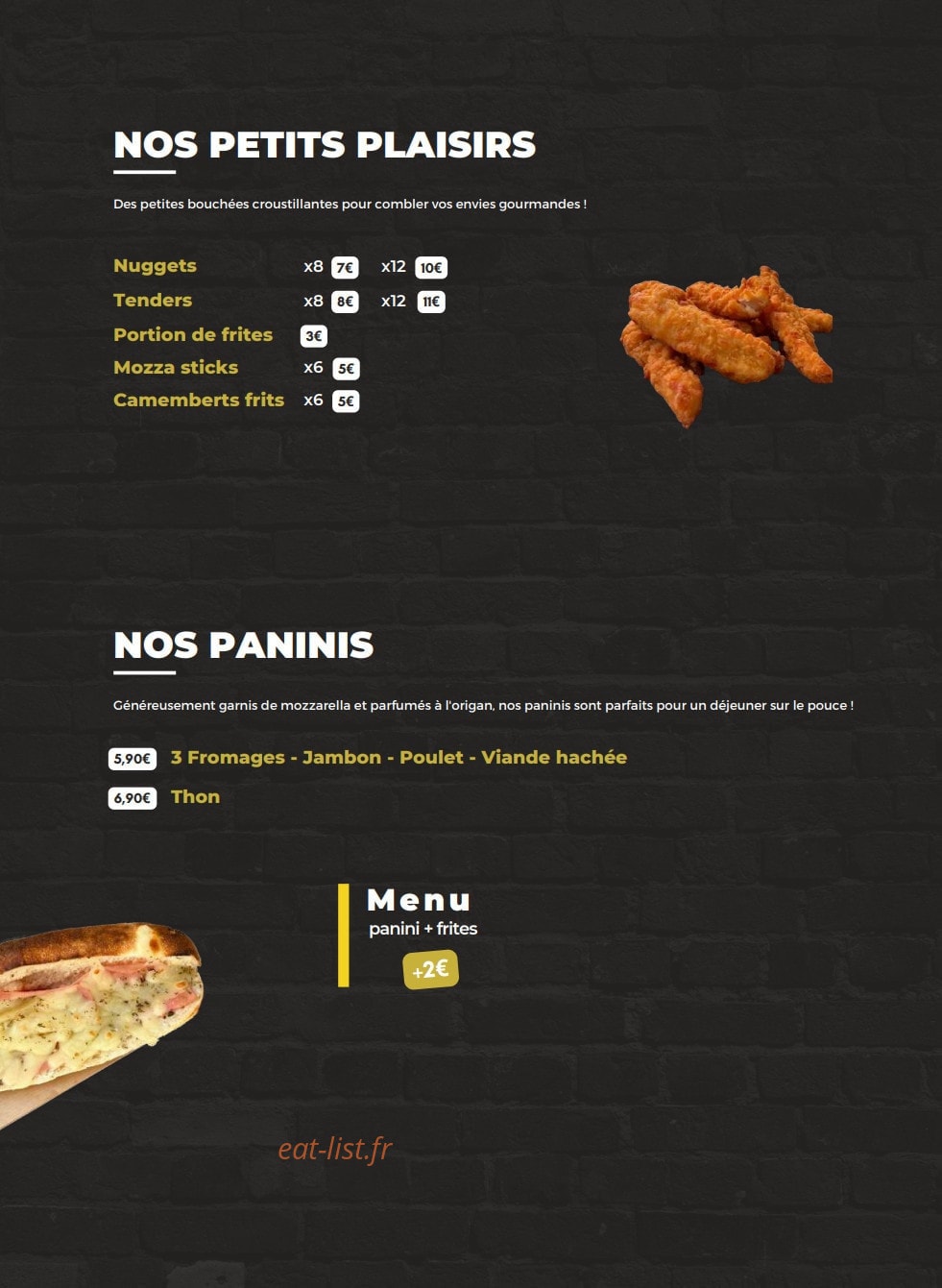 Carte et menu de Le Pétrin à Amfreville la Mi Voie — Les petits plaisirs et paninis