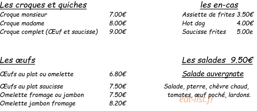 Restaurant du golf — carte page 1