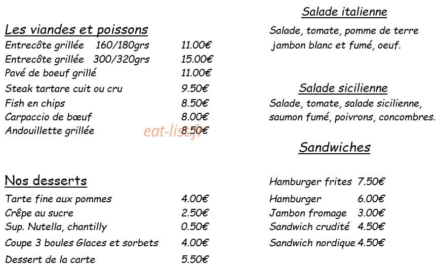 Restaurant du golf — carte page 2