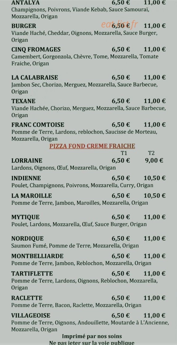 Pizz'Burger — carte page 3