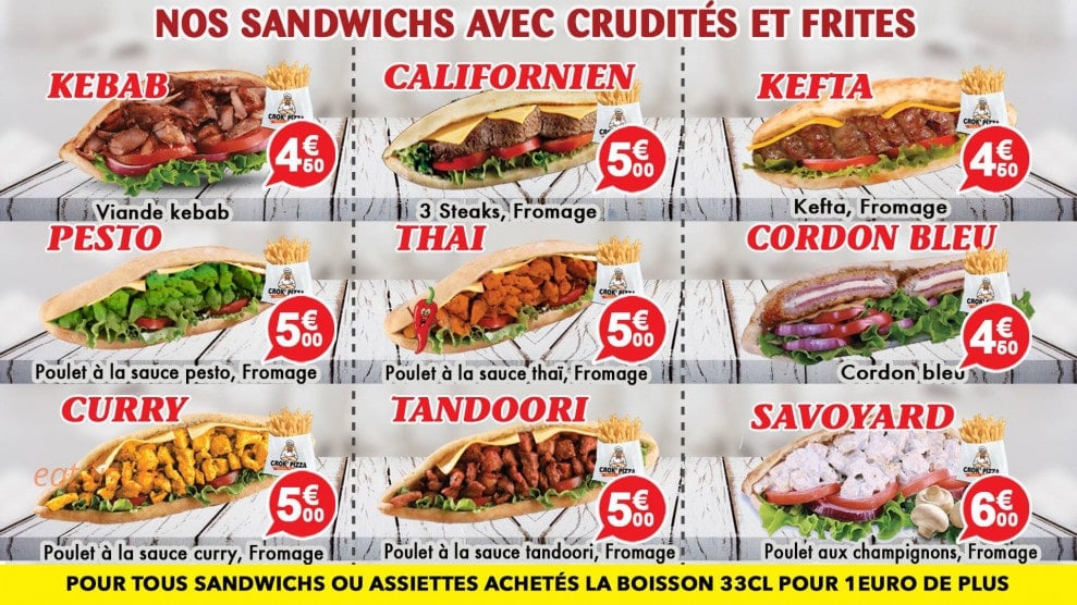 Crok’Pizza — carte page 1