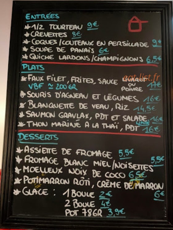 Carte et menu de L'abreuvoir à Veules les Roses — L'ardoise