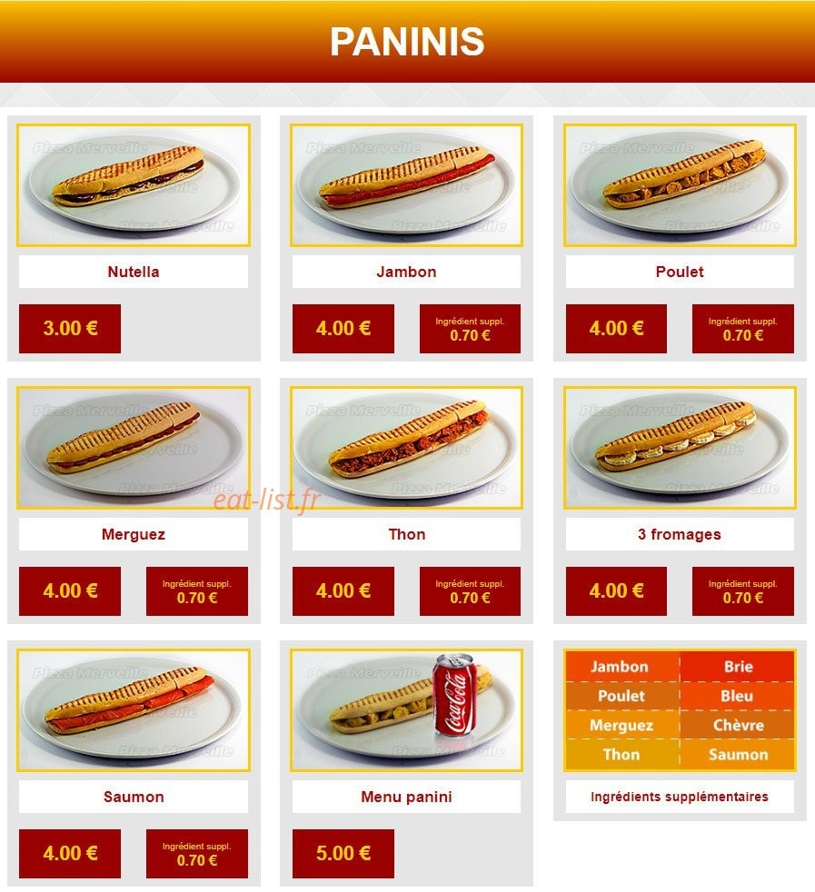 Pizza Merveille — carte page 5