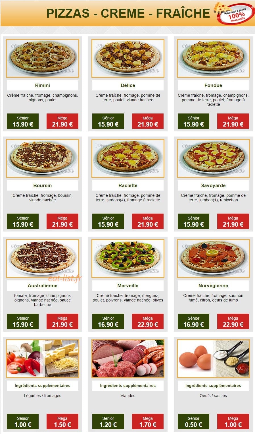 Pizza Merveille — carte page 3