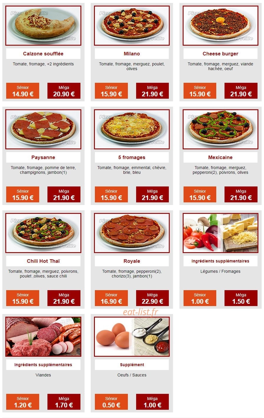 Pizza Merveille — carte page 2