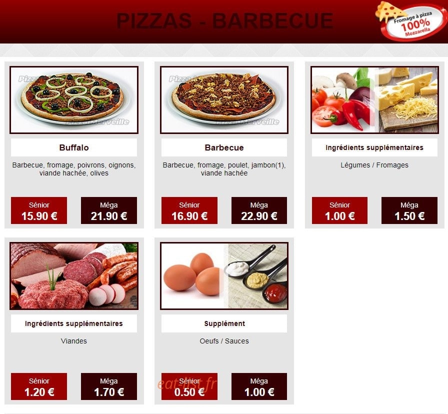Pizza Merveille — carte page 4