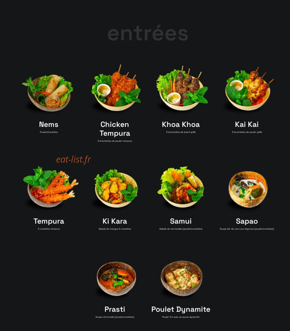 Bangkok Factory — carte page 1