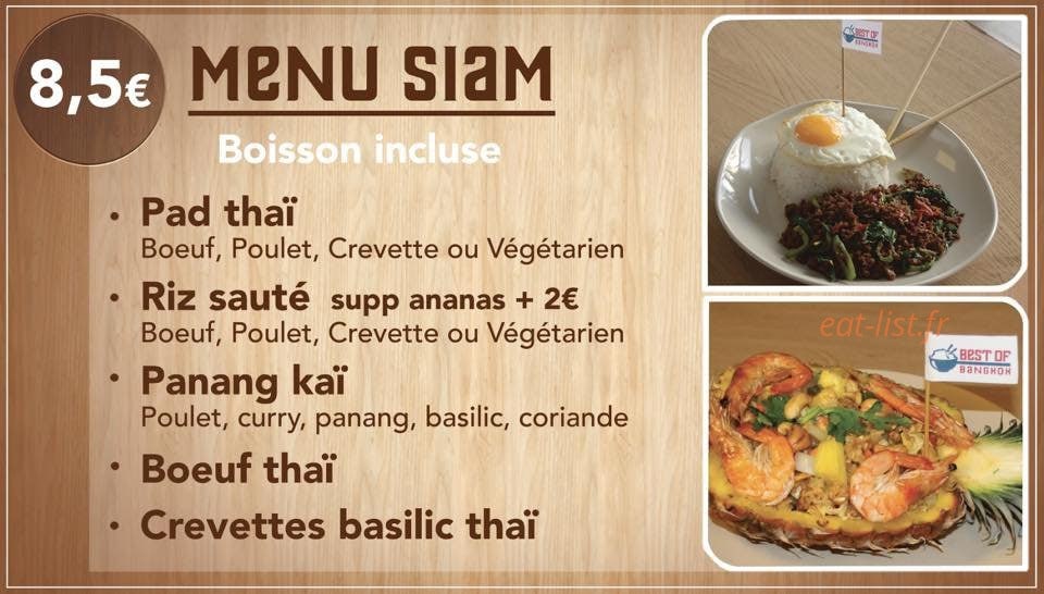 About Bangkok Menu