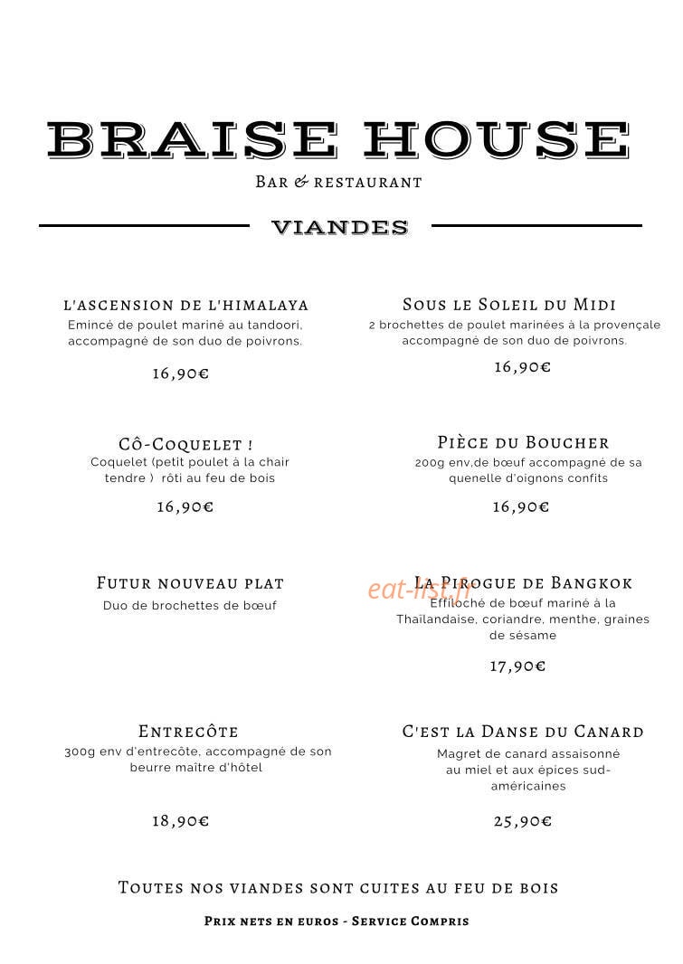 Braise House — carte page 2