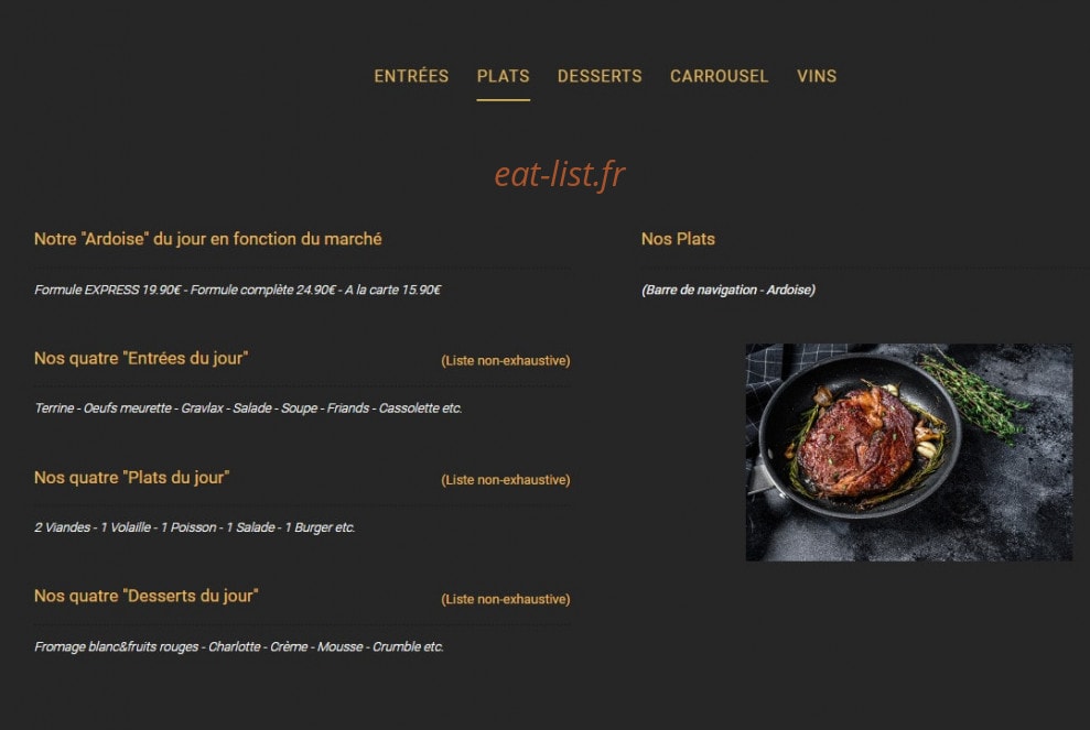 Brasserie du Pont — carte page 2