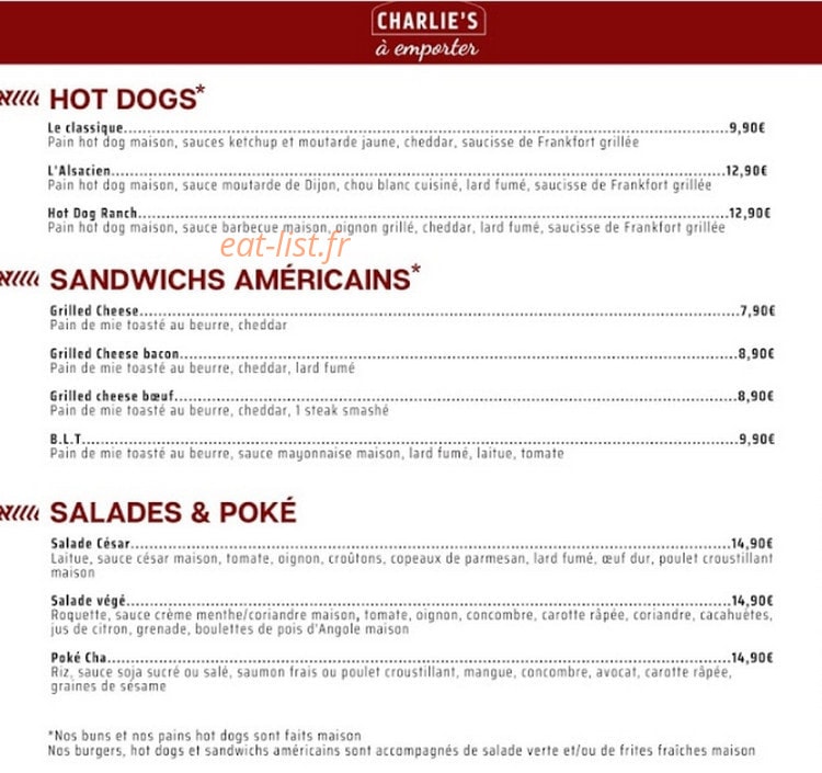 Charlie's fait maison — carte page 1
