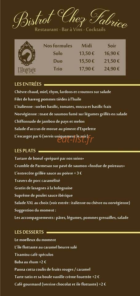 Chez Fabrice — carte page 1