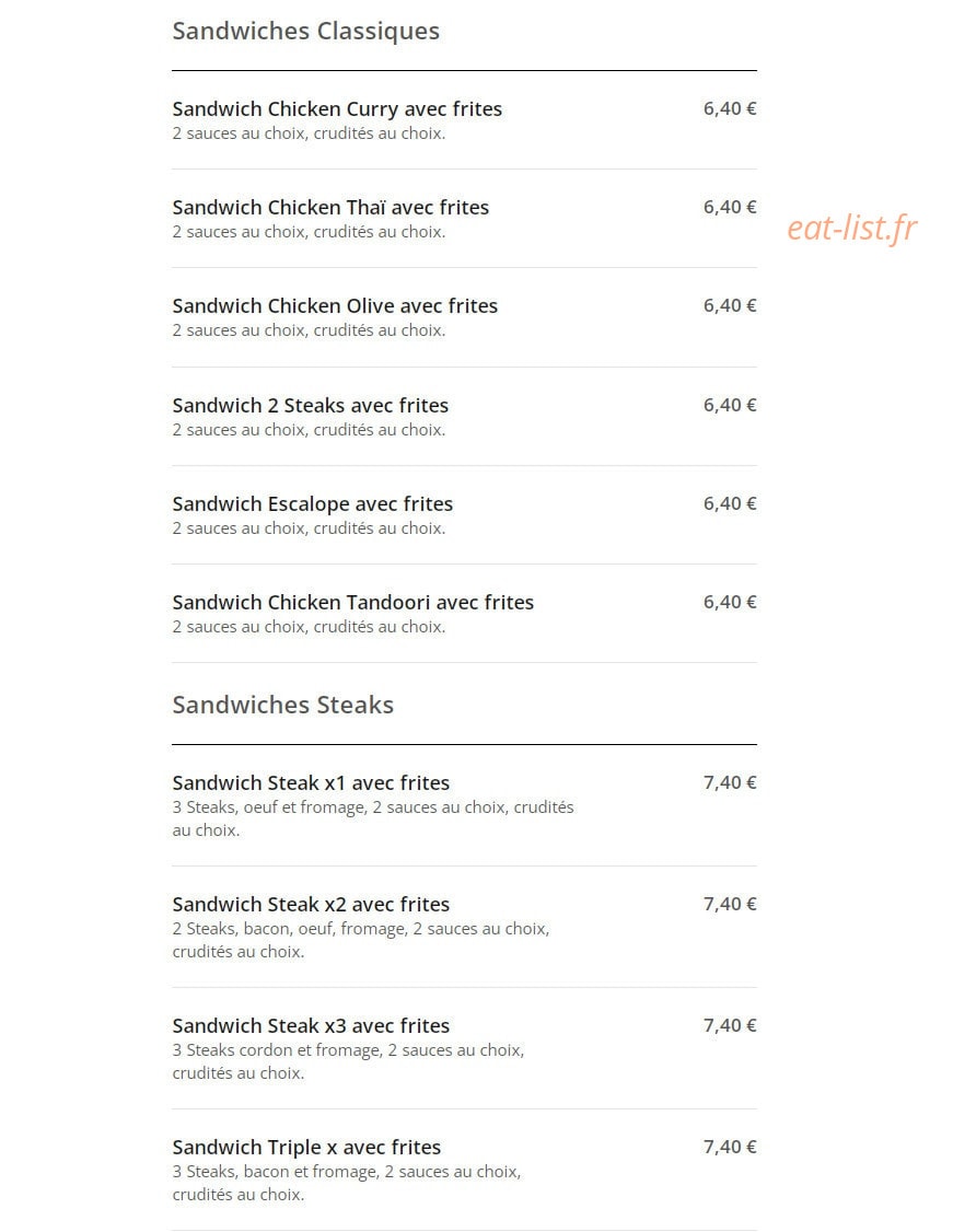 Chicken Time's — carte page 12