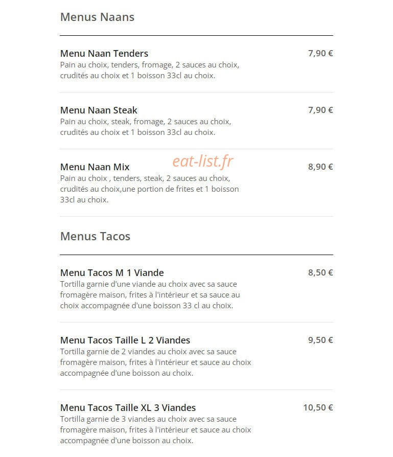 Chicken Time's — carte page 8