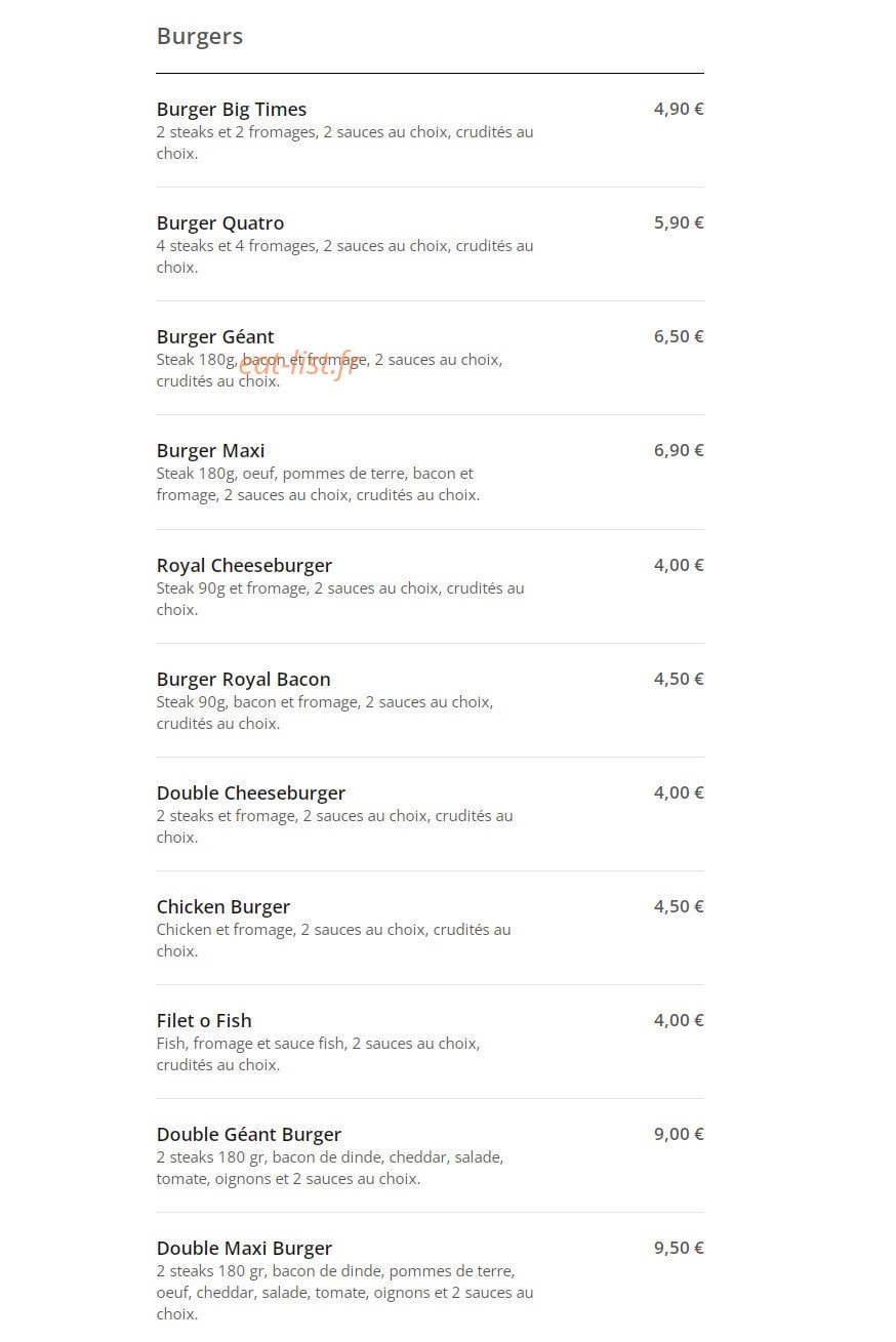 Chicken Time's — carte page 9