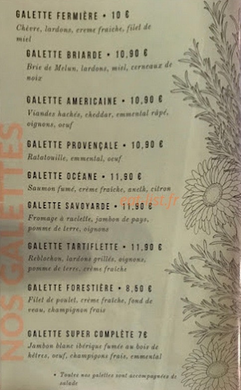 Crêperie de la place — carte page 1