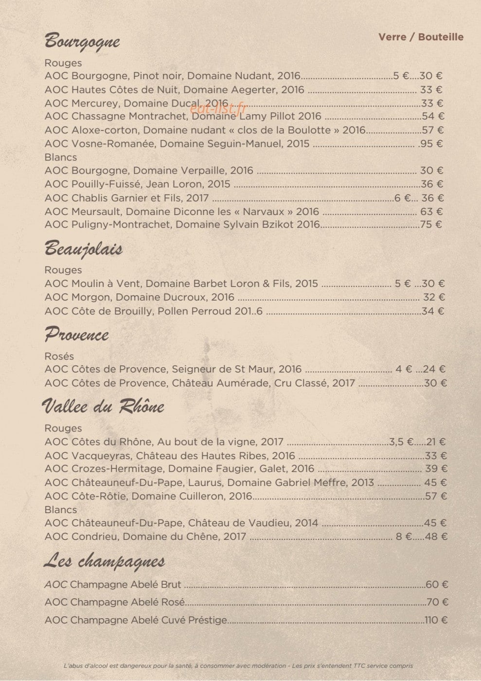 Le Bistro Francais — carte page 5