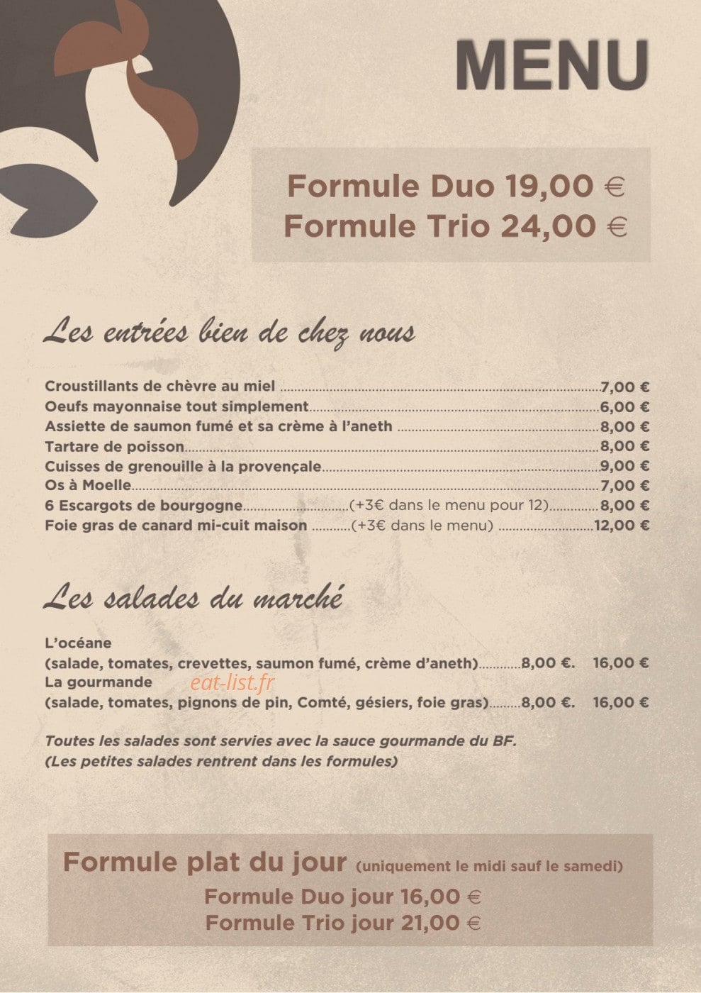 Le Bistro Francais — carte page 2
