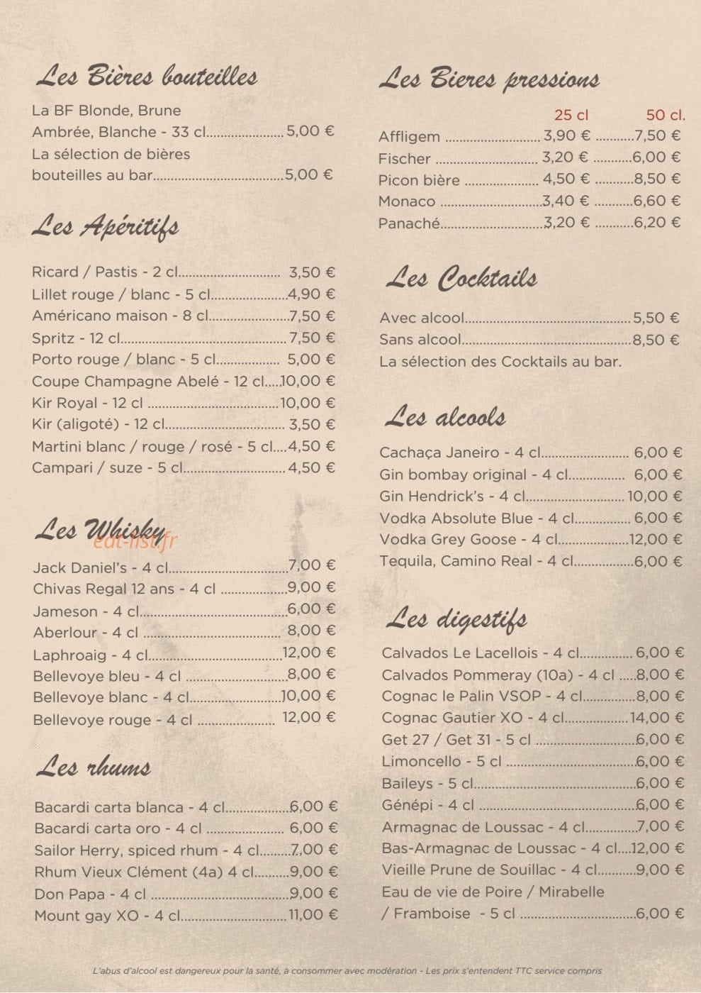 Le Bistro Francais — carte page 7