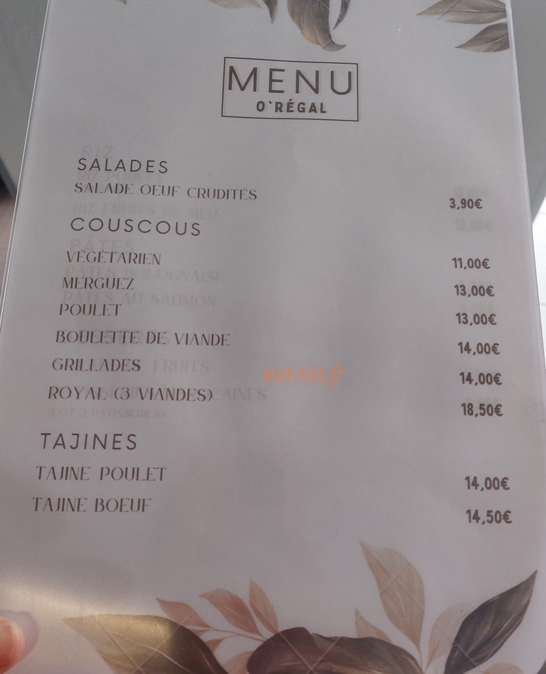 O Régal — carte page 1