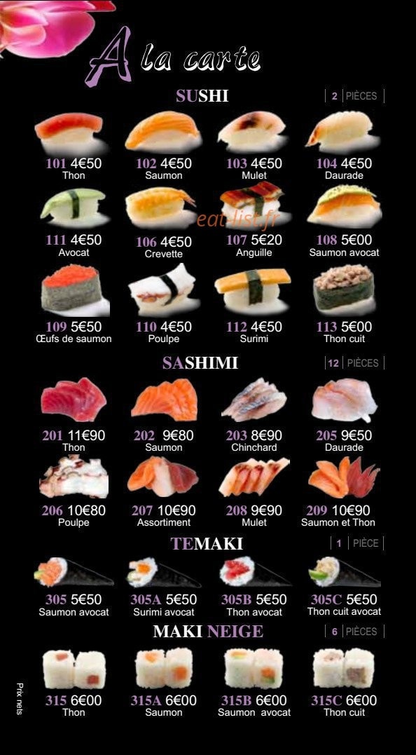 Osaka sushi — carte page 13