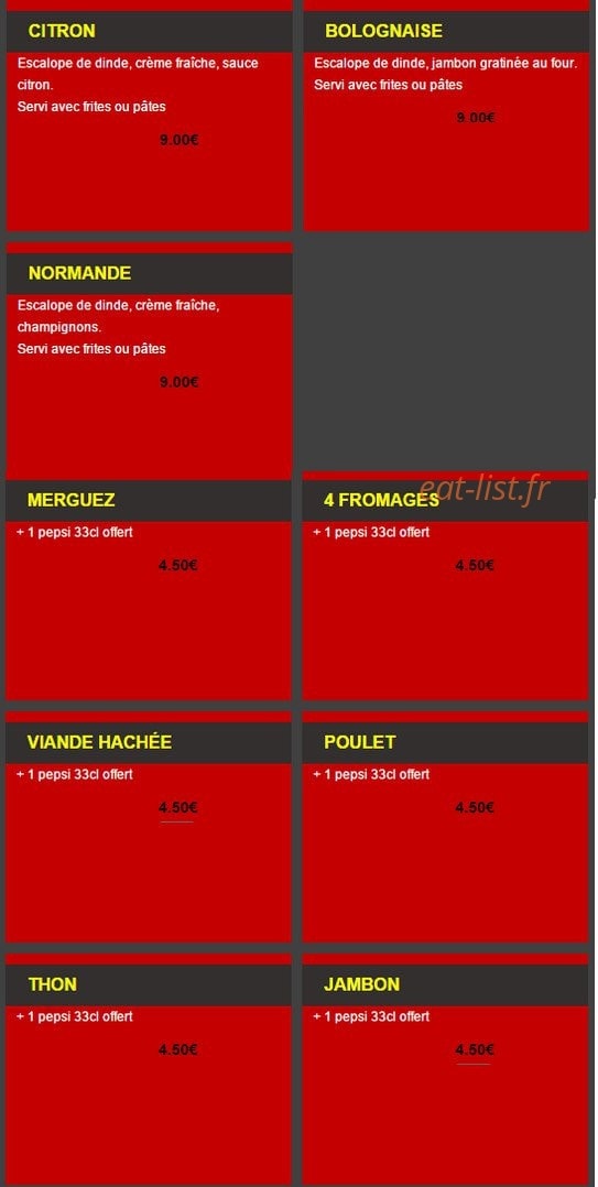 Planet Pizza — carte page 8