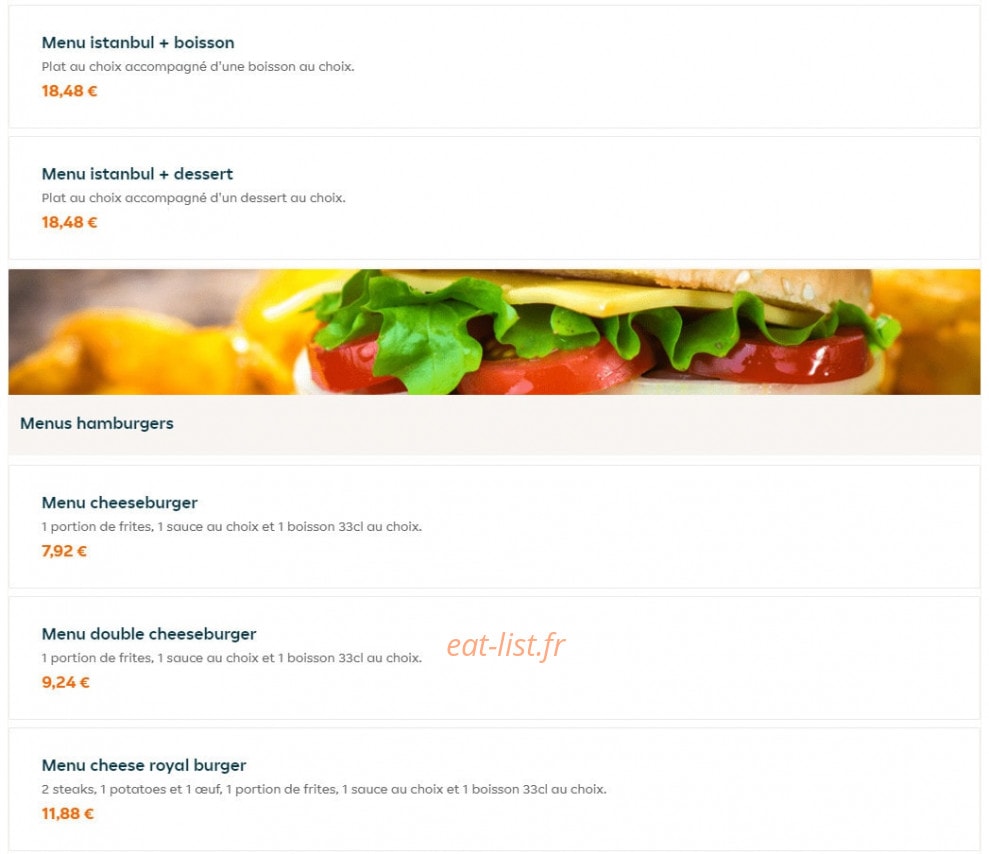 Restaurant Istanbul — carte page 1