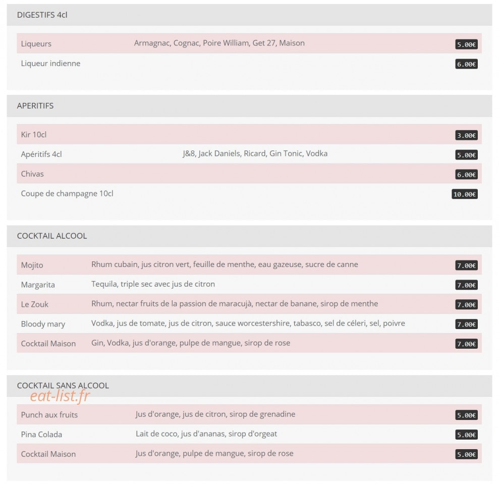 Restaurant Mont Everest — carte page 5