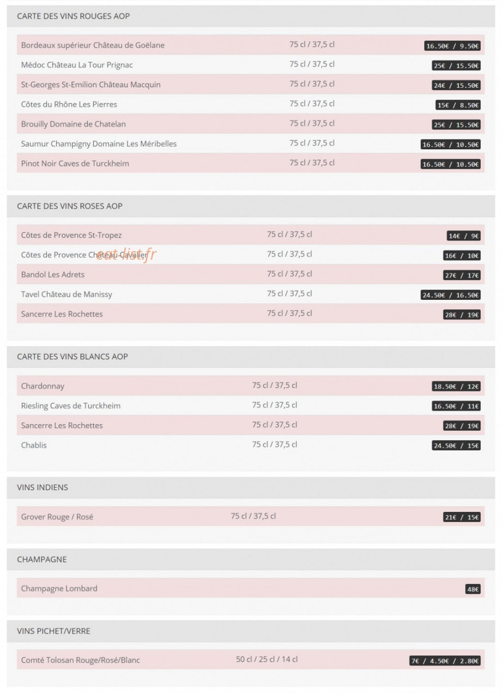Restaurant Mont Everest — carte page 6