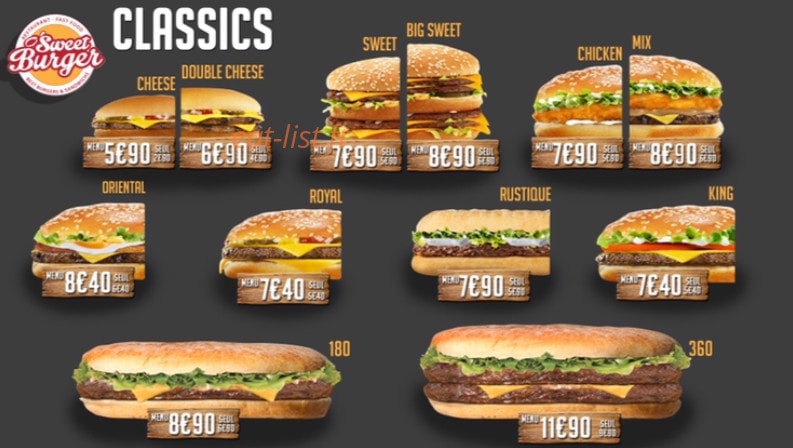 Sweet Burger — carte page 5