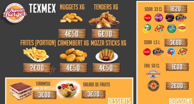 Sweet Burger — carte page 9