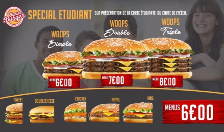 Sweet Burger — carte page 1