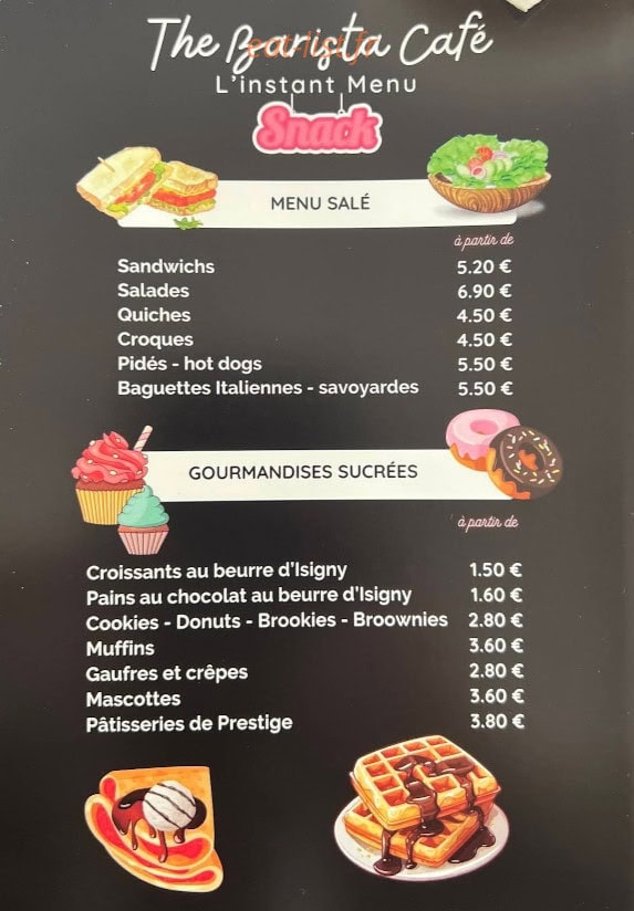The Barista — carte page 1