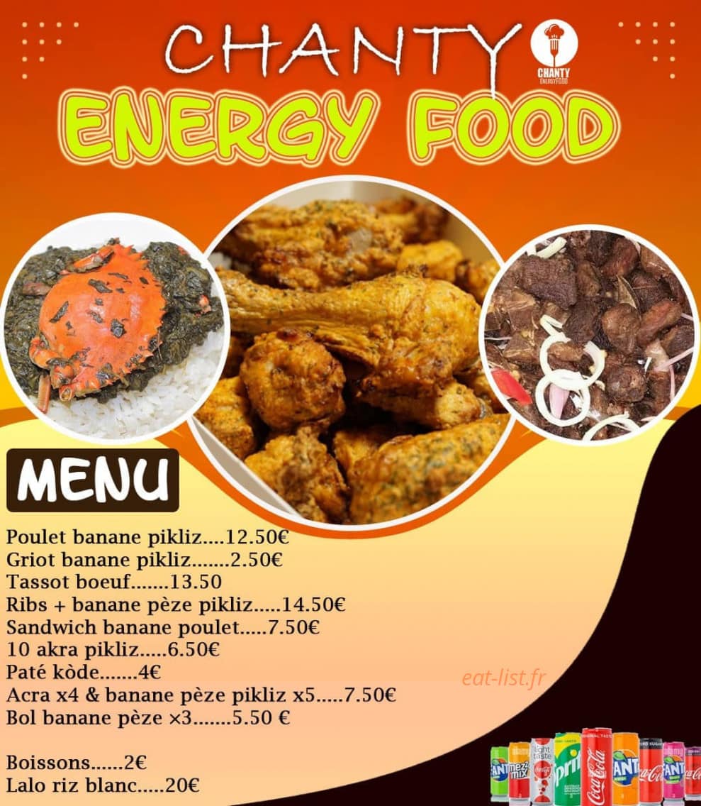 Chanty Energyfood — carte page 1